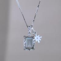 Pendentif DIY en argent sterling 925 plaqué rhodium avec pierre précieuse naturelle taille émeraude, vente en gros d'usine, pour femme, cadeau, usage quotidien