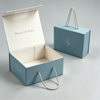 Boîte cadeau magnétique à rabat avec poignée, logo personnalisé, pelliculage mat, élégante, écologique, recyclable, emballage en papier auto-érecteur plat