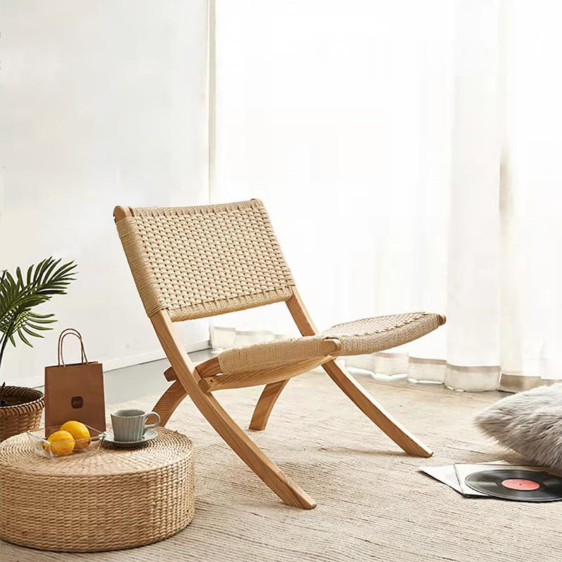 Small Family Living Room Family Home Hotel Rattan Chairs Modern Lounge  Chair Balcony Rattan Woven Wooden Folding Chair