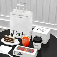 Ensemble d'emballages personnalisés en gros pour boulangerie : boîte en papier avec fenêtre transparente pour sacs d'emballage à emporter et boîtes à gobelets pour boulangeries et cafés