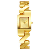Nouvelle montre pour femmes, montre à bracelet en quartz carrée de luxe, montre classique dorée tendance pour homme et femme