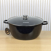 Batterie de cuisine professionnelle B2B pour la restauration, casseroles en granit robustes à double fond avec couvercle en verre, 36, 40, 44 cm, pour restaurant