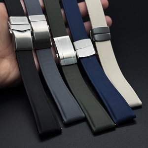 Cinturino <span class=keywords><strong>per</strong></span> <span class=keywords><strong>Orologio</strong></span> Premium in Gomma FKM con Chiusura Deployante e Motivo Intrecciato CTS 20mm/22mm, Cinturino Morbido a Sgancio Rapido 18/19/21/23/24mm - Product Image 1
