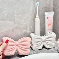 Support de brosse à dents en céramique en forme d'arc, Ornement de salle de bain, Rangement pour brosse à dents et dentifrice, Accessoires de salle de bain, Porte-brosse