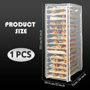 Texpack Bun Pan Rack Cover <span class=keywords><strong>avec</strong></span> fermetures à glissière, Couvercle de support de casserole en plastique transparent - Product Image 6