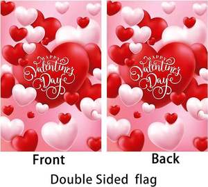 Drapeau de jardin en polyester imperméable double face avec cœurs de la Saint-Valentin, 12 x 18 pouces - Product Image 2