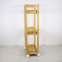 Chariot de rangement en bambou à 3 niveaux avec roulettes coulissantes Support d'organisation de toilette de salle de bain Support de cuisine Buanderie Caddy Étagère Rack