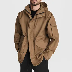High Quality Custom 2022 Casual Men's Parka Hoodie Long Jacket Full Zip Outdoor Waterproof Jacket