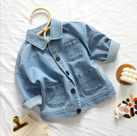 Veste en jean unisexe pour enfants, garçons et filles, en denim bleu décontracté, respirant et écologique, vente en gros personnalisée