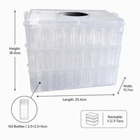 Boîte de rangement empilable pour perles, 162 pots, organisateur transparent à 3 niveaux pour loisirs créatifs, flacons à couvercle vissé, kit de bijoux DIY