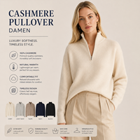 Pull en cachemire pour femme, 100% cachemire, col demi-zip, tricot côtelé, fabricants de pulls, pull doux, chaud et luxueux pour femme