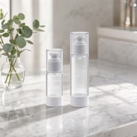 Flacon pompe sans air en plastique transparent pour sérum, lotion, fond de teint, emballage cosmétique avec base blanche