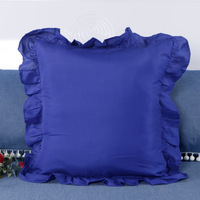 XinLan taies d'oreiller décoratives avec volants couleur unie Shabby Chic ferme housse de coussin pour salon