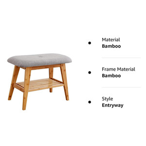 <span class=keywords><strong>Banc</strong></span> à <span class=keywords><strong>chaussures</strong></span> en bambou avec coussin, étagère de <span class=keywords><strong>rangement</strong></span> à 2 niveaux pour entrée et couloir, organiseur de <span class=keywords><strong>chaussures</strong></span> - Product Image 3