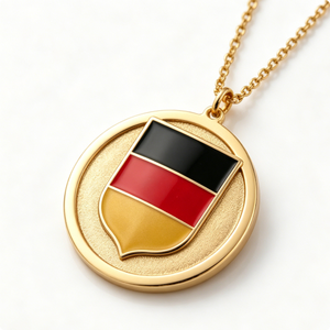 Médaille en alliage de zinc plaqué or avec design de drapeau allemand en émail, pendentif circulaire souvenir - Product Image 4