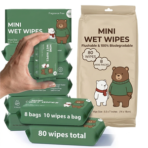 Fabricant de lingettes humides miniatures OEM/ODM sur mesure, étiquette privée, 64 lingettes portables, 99,9 % d'eau pure, sans alcool, non parfumées, lingettes pour bébés miniatures - Product Image 2