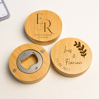 Abridor de Botellas de Bambú Grabado Personalizado - Abridor de Tapas Magnético Personalizado, Regalo para Padrinos de Boda, Recuerdo de Boda para Invitados
