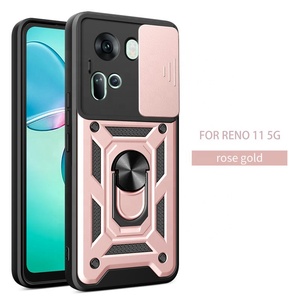Étuis de téléphone portable à fenêtre coulissante pour <span class=keywords><strong>OPPP</strong></span> Reno 11 5G Protection de l'objectif de l'appareil photo porte-anneau en métal robuste antichoc couvertures arrière - Product Image 3