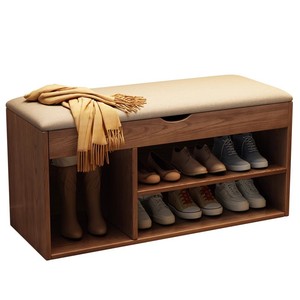 Solid Wood Modern Simple Home Shoe Stool Doorway Entrance Shoe Rack One-piece Long Bench - Product Image 5