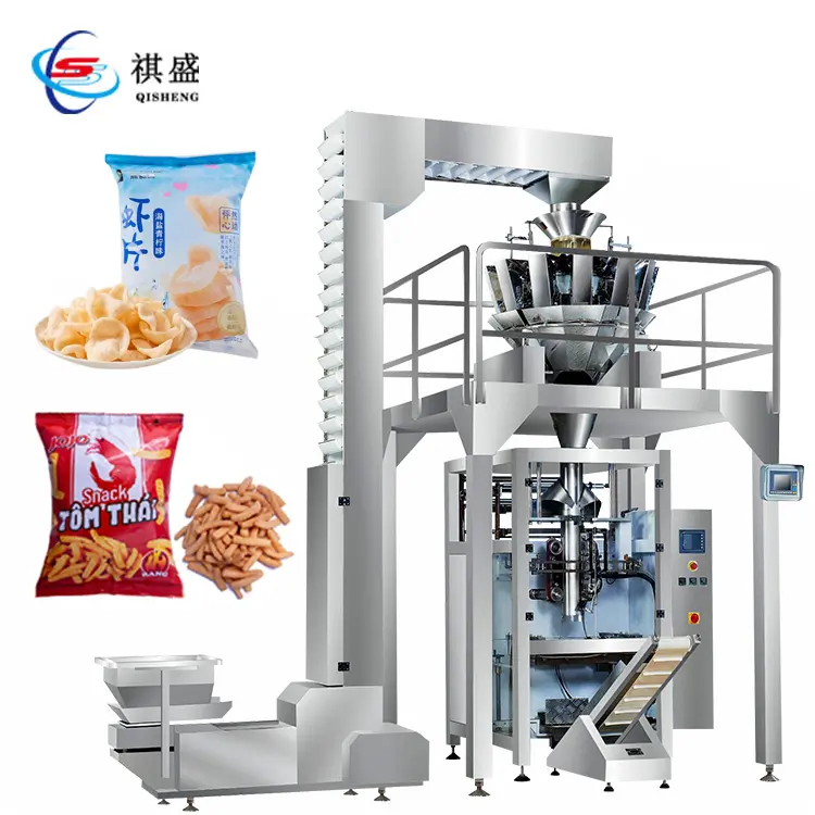 Automatische Krabben cracker, die Versiegelung verpackungs maschine füllen Garnelen chips Snack Puffed Food Packing Machine