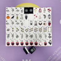Jeu de Mahjong américain, tuiles en acrylique noires sur le thème d'Halloween, jeu de table de casino pour divertissement adulte