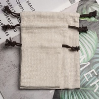 Tas kantong perhiasan tas tali serut katun Herringbone kualitas tinggi Logo kustom RTS