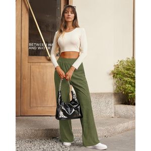 FOXA <b>Womens</b> Wide Leg <b>Corduroy</b> Pants <b>High</b> <b>Waist</b> Elastic Loose Fit With Pockets Breathable Fall <b>Trousers</b> - Product Image 3