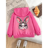 Sweat à capuche tendance pour filles, motif léopard, nœud, lapin, imprimé rose bonbon, pull rose pour enfants