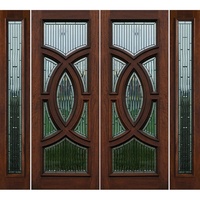 Portes d'entrée doubles circulaires de luxe en acajou pré-montées CBMMART