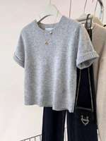Pull-over en maille respirant à col rond de couleur unie pour femme 2026 (personnalisable)