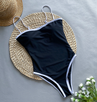 Baju Renang Wanita 3D Custom Modest One-Piece Halter Neck Full Coverage Scallop Trim Spandex/Nylon Anti-Bakteri Cepat Kering