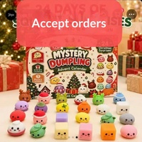 Agent Wanted Dumpling Squishy Rubber Bestseller Calendrier 24 jours Boîte aveugle Jouet à presser à rebond lent Jouet anti-stress 14 +.
