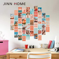 Kit d'impression de collages bohèmes Artivo Peach Teal Aesthetic 50 pièces 4x6, couleur crème, couleur chaude, écologique, décoration intérieure, affiche murale VSCO