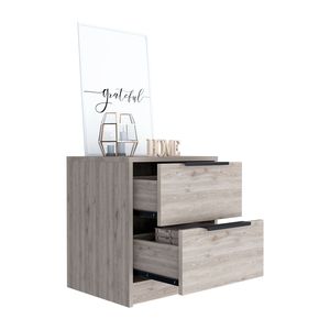 Nightstand Cervants Two Drawers Metal Handle <b>Light</b> Gray Finish Bedroom Storage - Product Image 6