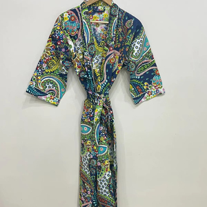 Kimono Largo de Algodón, Talla Única, Holgado y Cómodo para Cualquier Talla, Aproximadamente 50 Pulgadas, Proveedor de la India - Product Image 1