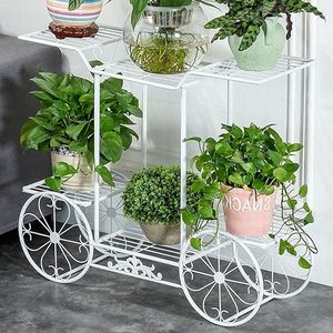 Support pour plante en fil métallique moderne à 6 niveaux abordable avec 4 roues design étagère pour pot de fleurs pour jardin à bas prix - Product Image 2