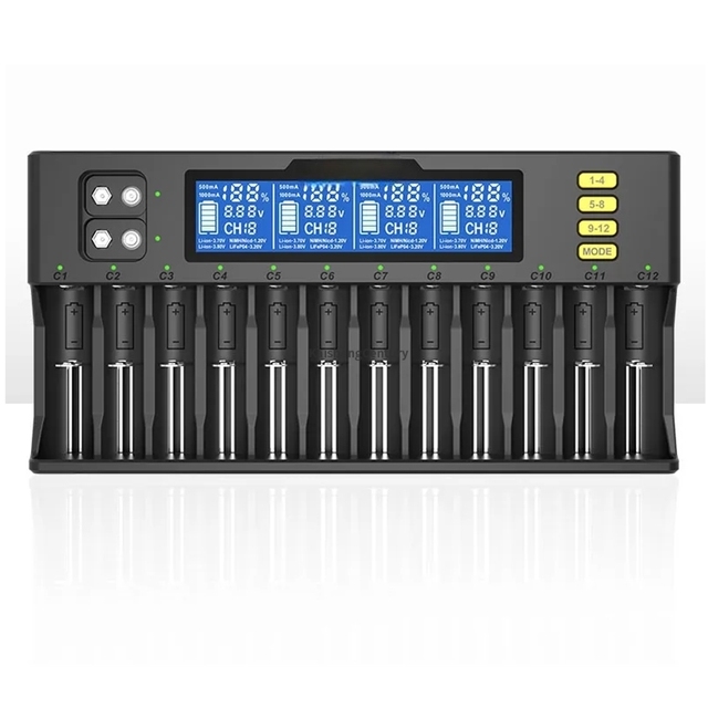 LiitoKala Lii-S12 21700 9V LCD Display 12 Trough for 1.2V 3.8V 3.2V 3.7V IMR NiMH/Cd 18650 26650 26700 AA AAA Battery Charger