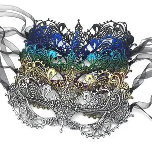 Gold Plated Masquer Ball Lace Mask Half Face Styled Adult Female Halloween Props Sexy Eye Mask For Sale