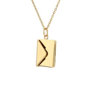 Pendentif d'enveloppe en acier inoxydable, collier de message caché Secret, Unique, cadeau de saint-valentin, bijoux résistant à la sueur - Product Image 1