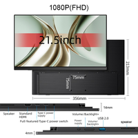 Vente directe d'usine, moniteur portable IPS 21,5 pouces, 100% SRGB, 250 cd/m, 100 Hz, résolution 1920*1080