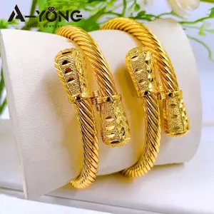 Factory Prices 18K Spiral Brass Bracelet Gold Plated Bangles For Women