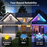 Guirlande lumineuse intelligente RGBWW Eaves Light - Rechargeable solaire, plastique, étanche IP67, 50 pieds, pour extérieur, Noël, contrôle WiFi