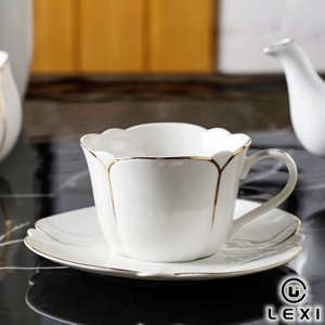 Service de vaisselle en porcelaine blanche avec bordure dorée de luxe Lily Design pour mariage, <span class=keywords><strong>restaurant</strong></span>, fête - Product Image 3