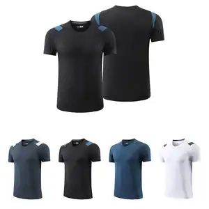 Camiseta fitness com gola redonda, camiseta esportiva para corrida, camiseta unissex para academia, slim e muscular de secagem rápida