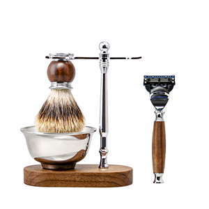 Set de Regalo de Afeitado para Hombre con Maquinilla de Afeitar de Madera, Cepillo para Barba, Cuidado Facial y Logotipo Personalizado/Caja de Regalo - Product Image 1