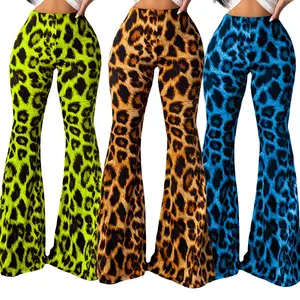 Cheap Wholesale Factory Price New Women Fashion Street Sexy Long Leopard Wide Leg Pants Casual Flared Trousers Pants