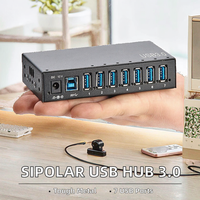 Hub USB 3.0 populaire à 7 ports en métal avec adaptateur secteur sans interrupteur – Accessoires informatiques A-173 (stock disponible)