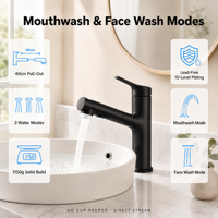Robinet de lavabo extractible moderne à trois modes d'eau, anti-oxydation, pour salle de bain