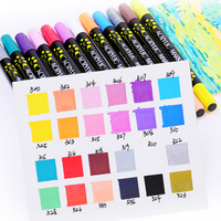 12 pièces marqueurs avec 24 couleurs pointe de point Marqueur couleur permanente Graffiti peinture Art acrylique marqueur stylo ensemble