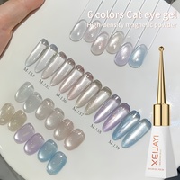 XEIJAYI 6 pièces Vernis à ongles gel UV effet œil de chat coloré en verre transparent, flacon sceptre, sans HEMA ni TPO, norme européenne, vente en gros usine OEM ODM
